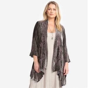 Johnny Was Daniella Crushed Velvet Cardigan Sz S Velvet Embroider Floral Draped